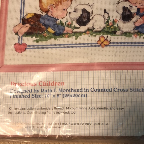 Dimensions Counted Cross Stitch Kit "Precious Children" 1992 VTG 10"X8" 72122 - Picture 5 of 7